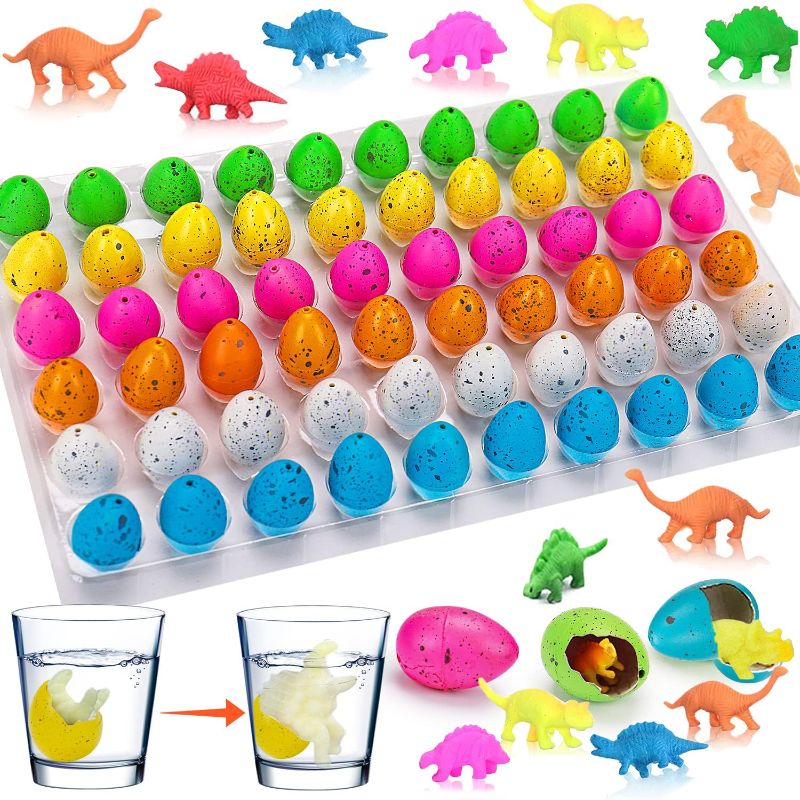 Photo 1 of 60PCS Small Hatching Dinosaur Eggs for Dinosaur Party Favors Birthday Supplies Goodie Bag Stuffers Classroom Carnival Prizes Bulk Pinata Fillers Novelty Grow in Water Dino Eggs with Toys Inside
