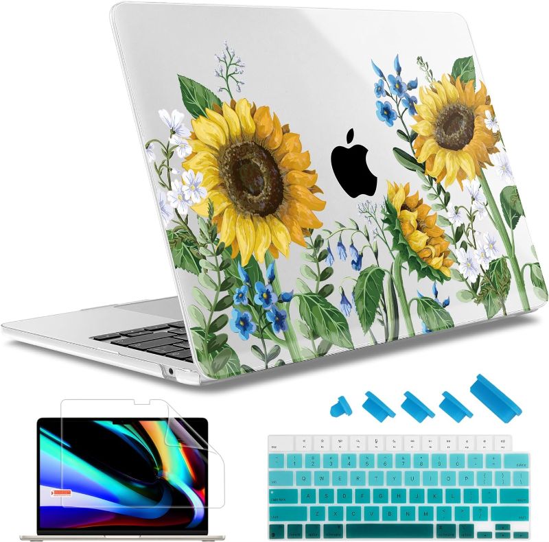 Photo 1 of May Chen Compatible with MacBook Air 13.6 Inch Case 2024 2023 2022 Release Model A3113 M3 A2681 M2 Chip, Plastic Hard Shell Case for MacBook Air 13.6" with Liquid Retina Display, Sunflower
