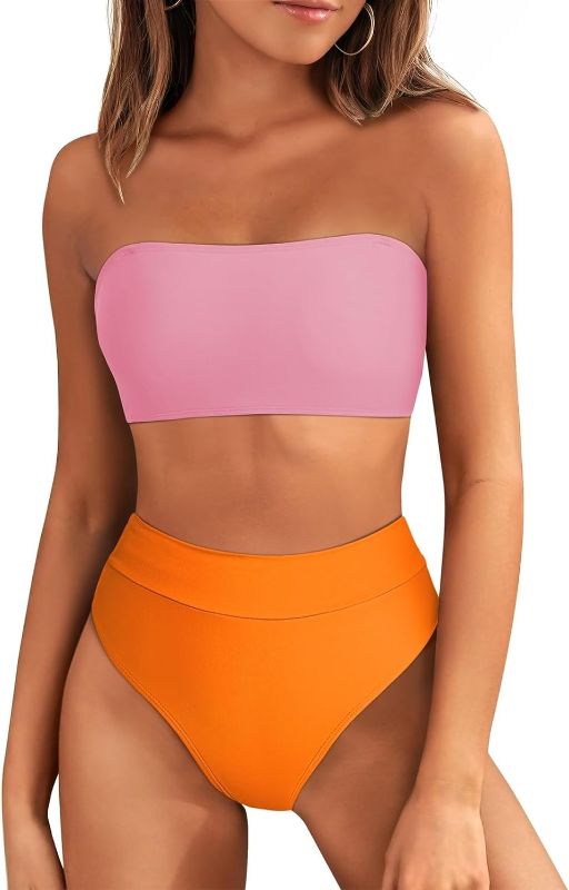 Photo 1 of Pink Queen Women's Removable Strap Wrap Pad Cheeky High Waist Bikini Set Swimsuit
