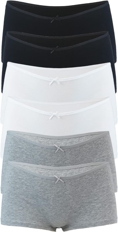 Photo 1 of **MISSING 1GREY**Women Comfort Boxer Short Cotton Underwear Soft Boy Short Pack of 3/6 3901
