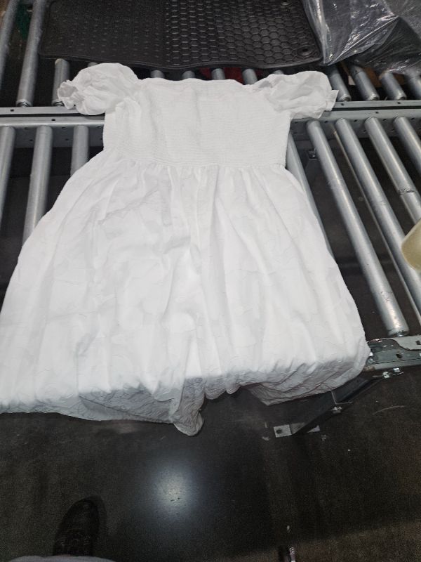 Photo 2 of **SIZE 12 YEARS**SOLY HUX Girl's Square Neck Puff Short Sleeve Shirred Ruffle Hem A Line Dress Summer Dresses
