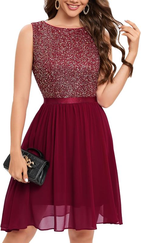Photo 1 of **SIZE M**Bbonlinedress Sparkly Sequins Glitter Wedding Guest Cocktail Prom Party Mini Formal Dress Elegant Flowy Bridesmaid Dress
