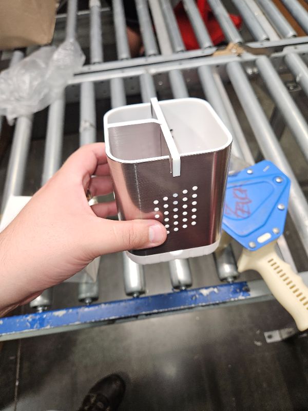 Photo 1 of **USED**Boperzi Toothbrush Holder Toothpaste Organizer Drainage for Bathroom Vanity, Detachable Anti-Slip Brushed Nickel Toothpaste Storage Caddy 3 Slots with Drainage Holes for Makeup Brush Razor Stand Brushed Silver