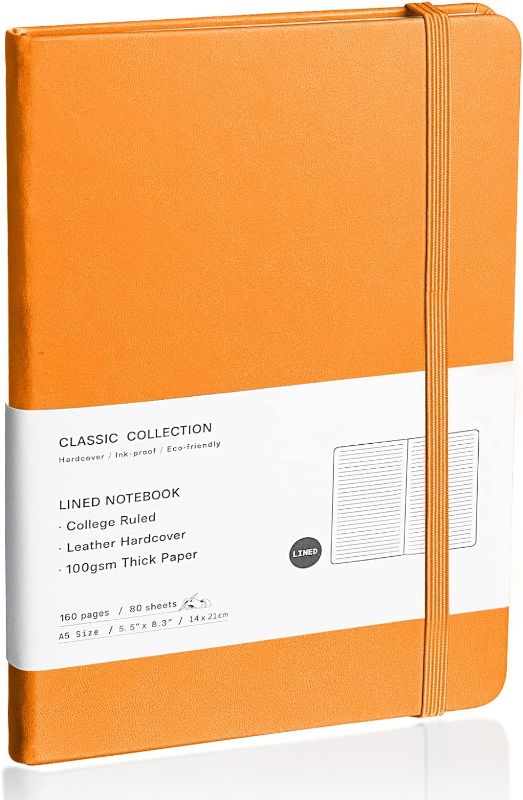 Photo 1 of Lined Journal Notebook, (Orange), 160 Pages, Medium 5.7 inches x 8 inches - 100 gsm Thick Paper, Hardcover 2 PACK
