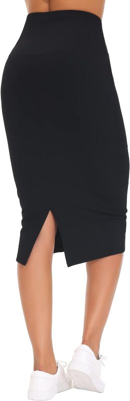 Photo 1 of **SIZE M**THE GYM PEOPLE Women's High Waist Tummy Control Pencil Skirts Stretchy Bodycon Midi Skirt Below Knee with Back Slit
