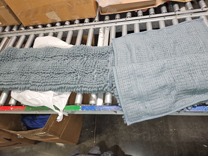 Photo 1 of **GENTLY USED** Yimobra Luxury Chenille Shaggy Bathroom Rug Set, 2 Pack Soft Fluffy Plush Bath Mat, Extra Thick, Non-Slip, Water Absorbent, Machine Washable, Bath Mats for Bathroom (Denim Blue, 20" x 32"+17" x 24") Denim Blue 20"x32" Plus 17"x24"