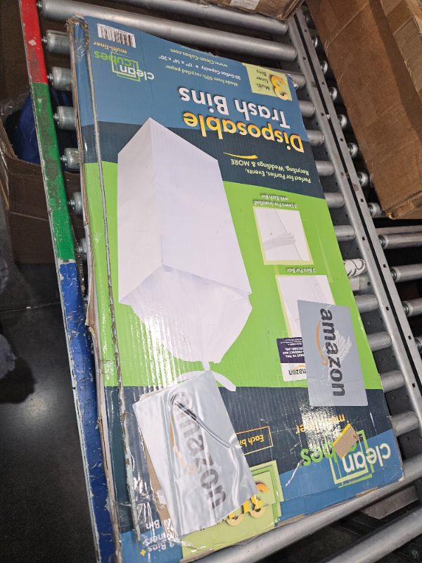 Photo 2 of **USED**Clean Cubes (Multi-Liner 30 Gallon Trash Cans & Recycle Bins for Sanitary Garbage Disposal. Disposable Containers for Parties, Events, Recycling, and More. 3 Pack (Recycle) (White)