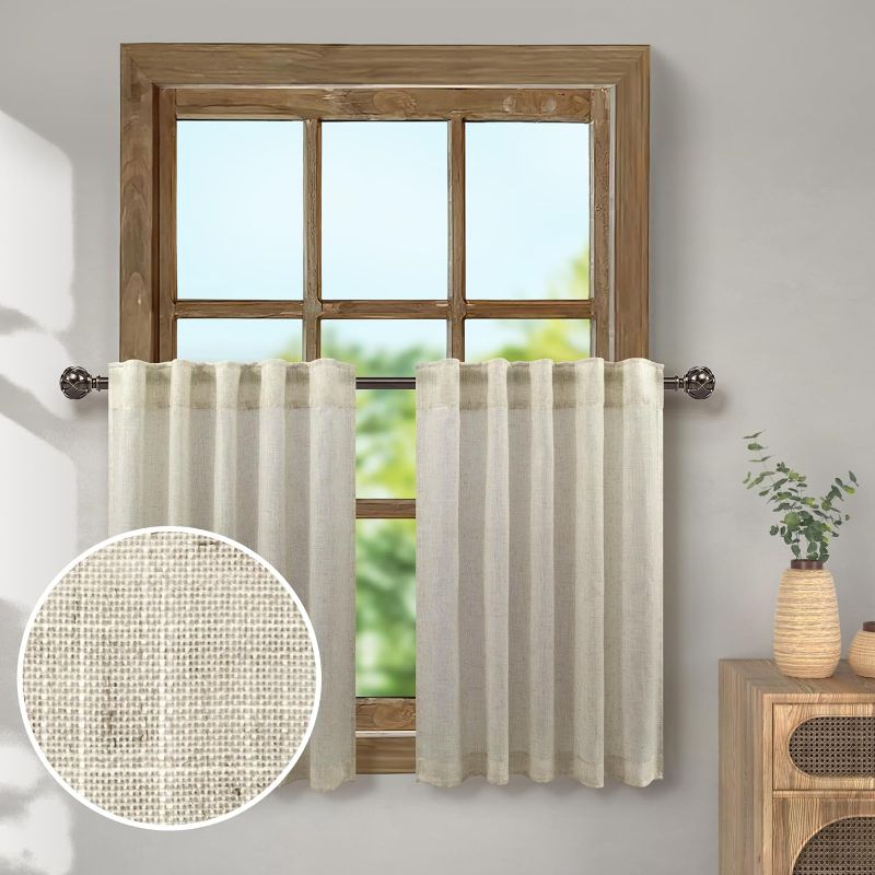 Photo 1 of 24 Inch Curtains for Kitchen Farmhouse Decor 2 Panels Back Tab Rod Pocket 