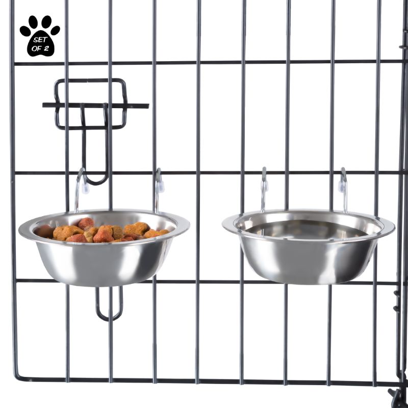 Photo 1 of ****USED**mcSet of 2 Stainless-Steel Dog Bowls - Cage, Kennel, and Crate Dog Bowls Hanging for Food and Water - 8oz Each and Dishwasher Safe by Petmaker,Silver (Pack of 2)