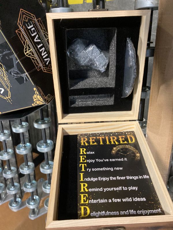 Photo 6 of 2024 Retirement Gifts for Men,2024 The Legend Has Retired-Whiskey Glass Set in Gift Box,Happy Retirement Gifts for Him,Dad,Friends- Happy Retire Anniversary Card&Wood Box & Whiskey Stones & Coaster Whiskey Glass Box 2024