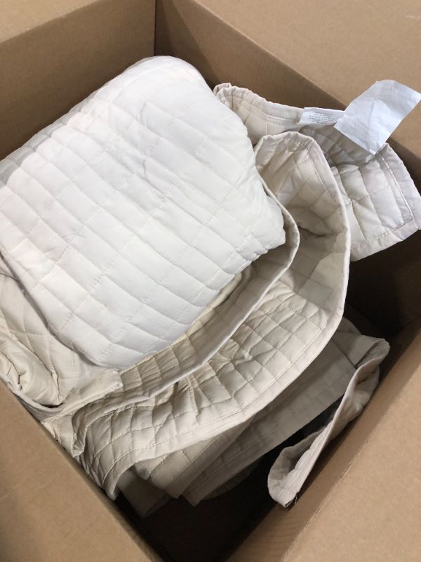 Photo 3 of Comfort Spaces Kienna Quilt Set-Luxury Double Sided Stitching Design Summer Blanket, Lightweight, Soft, All Season Bedding Layer, Matching Sham, Ivory, Coverlet King/Cal King(104"x90") 3 Piece Quilt King/Cal King(104"x90") Ivory