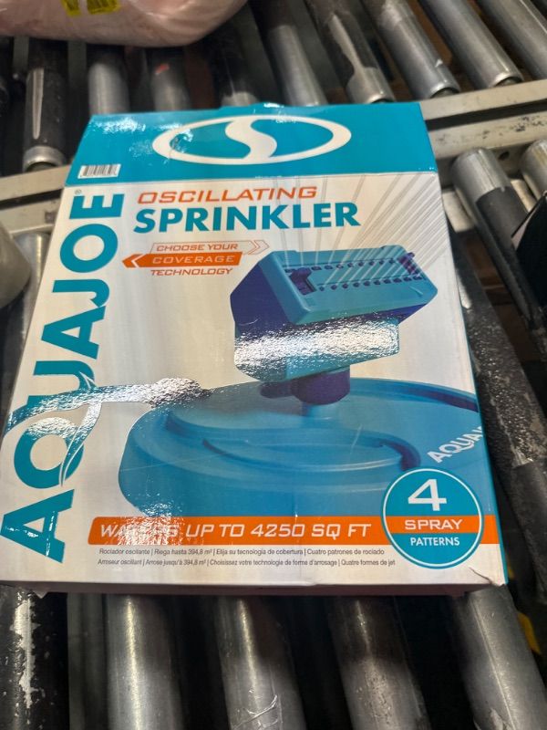 Photo 2 of *** MISSING PARTS***
Aqua Joe AJ-OSPR20 Mini Gear-Driven Oscillating Sprinkler on Sled Base, Customizable Coverage, 4,250 Sq. Ft. Max, Blue LIGHT BLUE Oscillating Sprinkler