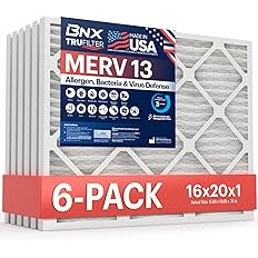 Photo 1 of ********* ( MISSING 1 ) ONLY 5 TOTAL.....BNX TruFilter 16x20x1 Air Filter MERV 13 (5-Pack) - MADE IN USA - Electrostatic Pleated Air Conditioner HVAC AC Furnace Filters for Allergies, Pollen, Mold, Bacteria, Smoke, Allergen, MPR 1900 FPR 10
