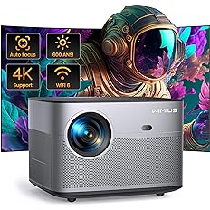 Photo 1 of [Auto Focus/Keystone] 4K Projector with WiFi 6 and Bluetooth 5.2, FHD Native 1080P WiMiUS P64 Outdoor Movie Proyector, 50% Zoom, Home Projector Compatible with iOS/Android/HDMI/TV Stick
