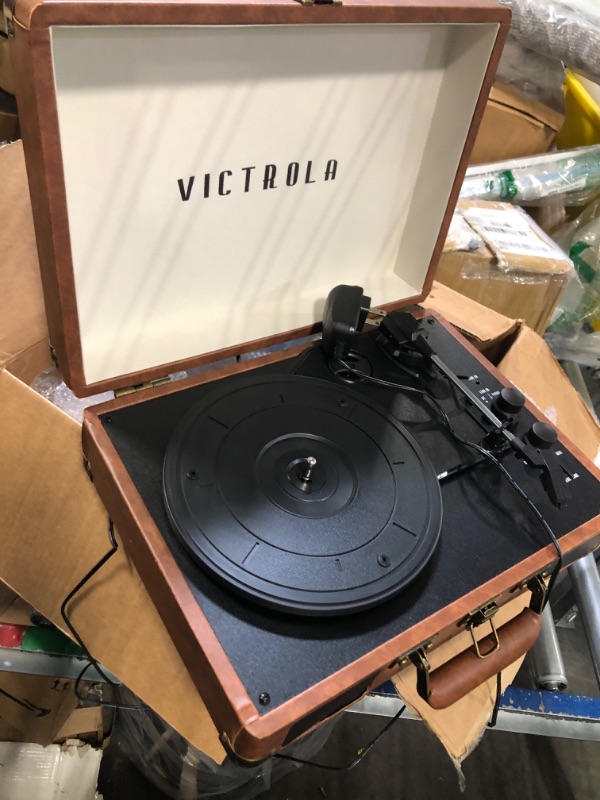 Photo 4 of **** SELLING AS PARTS*****Victrola Vintage 3-Speed Bluetooth Portable Suitcase Record Player with Built-in Speakers | Upgraded Turntable Audio Sound|Brown, Model Number: VSC-550BT-BRW
