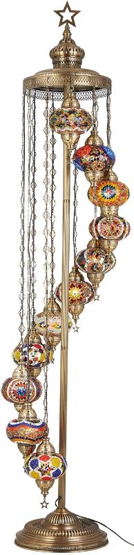 Photo 1 of **PARTS ONLY DEMMEX Biggest 7 feet Turkish Moroccan Mosaic Boho Colorful Floor Lamp, 11 Big Globes (All Multicolors)
