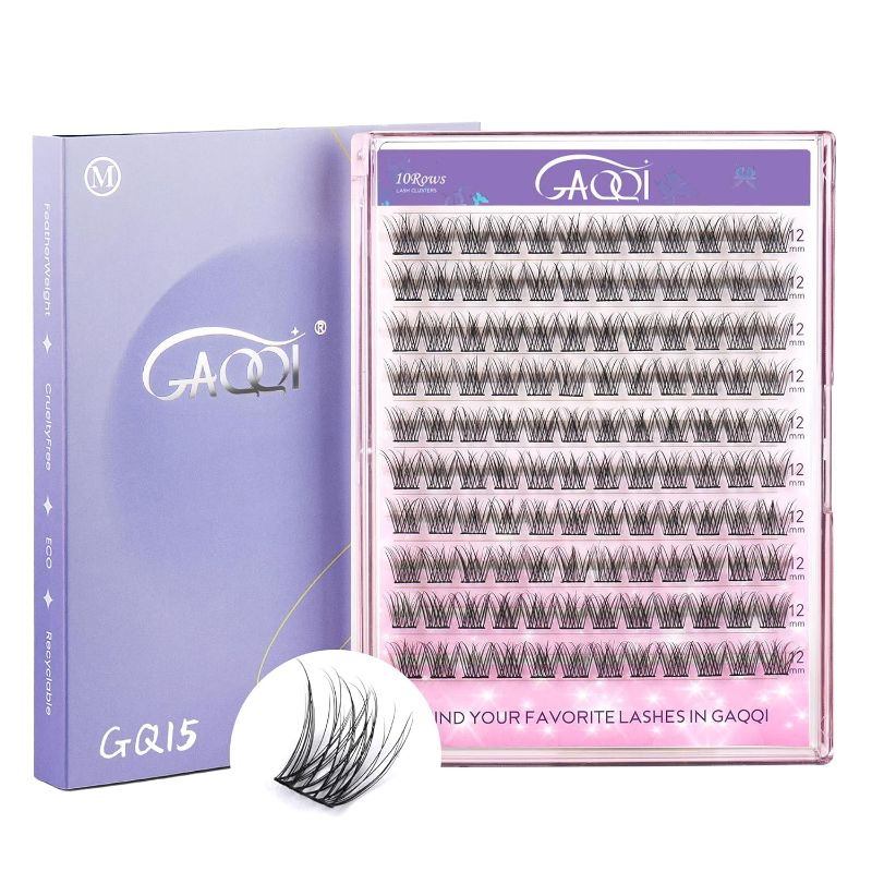 Photo 1 of  2 PACK. GAQQI Lash Clusters, GQ19 False Eyelashes DIY Lash Extensions C Curl Cluster Lashes 120PCS 12MM Only, Natural and Wispy Individual Lash Wisps (GQ19,12mm,C Curl )