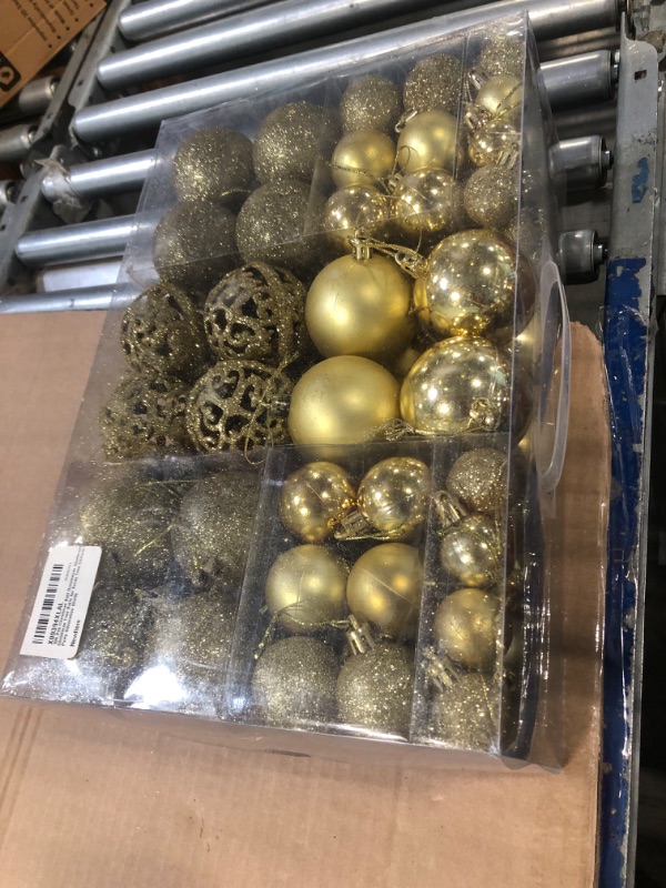 Photo 2 of 100 Pcs Christmas Ball Ornaments Shatterproof Christmas Tree Balls for Xmas Tree Christmas Party Decoration (Gold)