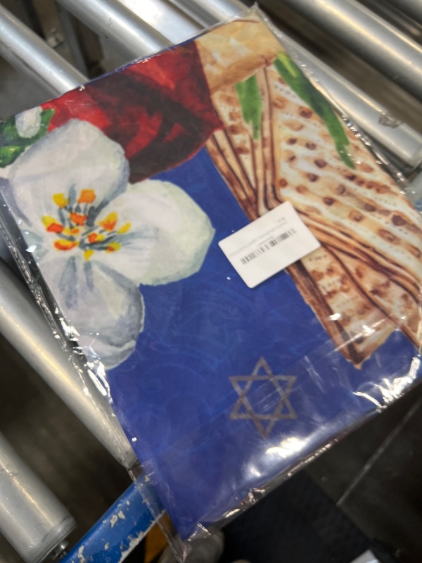 Photo 1 of Passover Photo Backdrop Happy Passover Banner Israeli Judaism Passover Pesach ???? Seder Plates Matzoh Decorations and Supplies for Home(43 X 71 Inch)