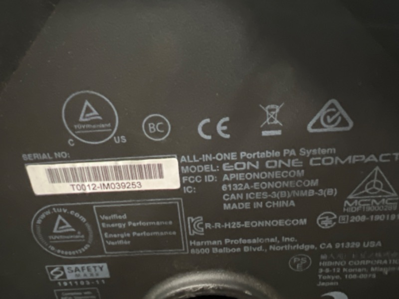 Photo 1 of JBL EON ONE Compact All-in-One Rechargeable