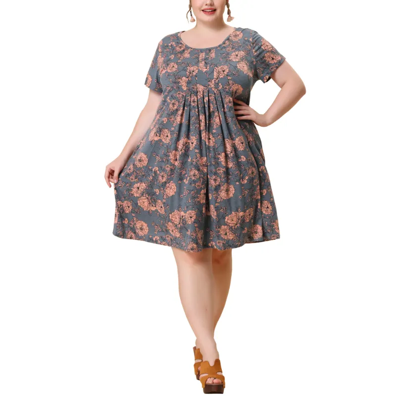 Photo 1 of Unique Bargains Women's Plus Size Outfits Tropical Floral 