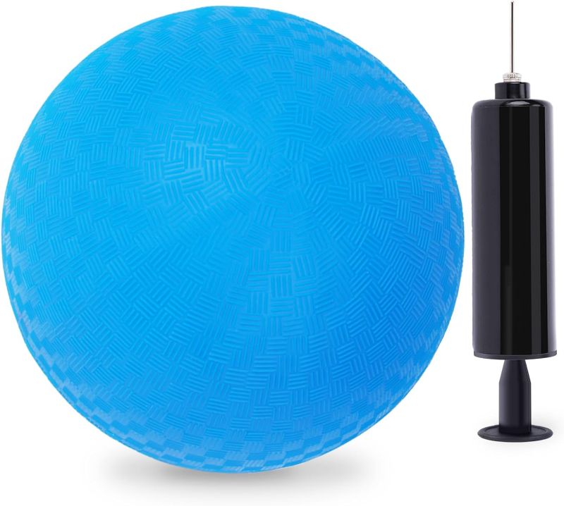 Photo 1 of *** MISSING PARTS***
 Playground Ball with Air Pump, 8.5inch Inflatable Dodge Ball Handball Rubber Kickball No Sting Balls for Kids Ball Games Gym Camps Yoga Exercises Indoor Outdoor Blue