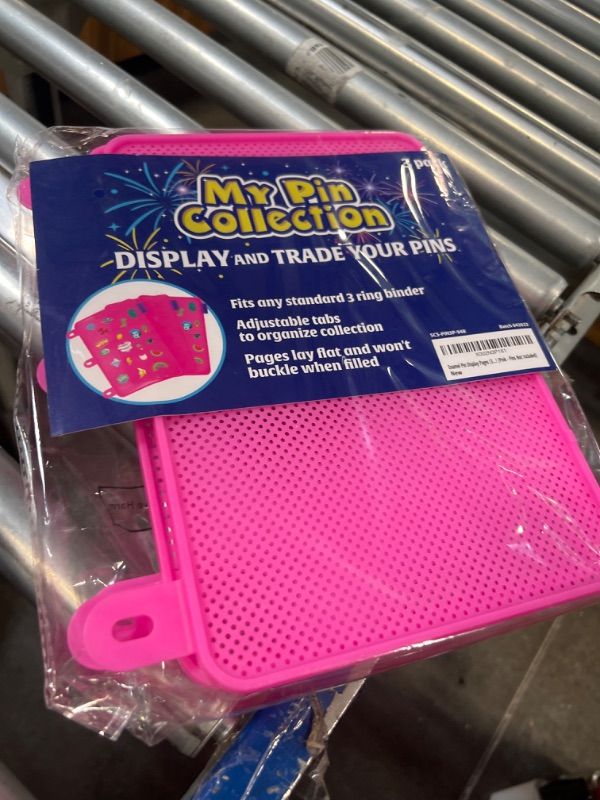 Photo 2 of Enamel Pin Display Pages (3 PK) - Display and Trade Your Disney Collectible Pins in Any 3-Ring Binder - Pages Lay Flat with Pinbacks and NO Sagging! (Pink - Pins Not Included) 3 Pack - Pink