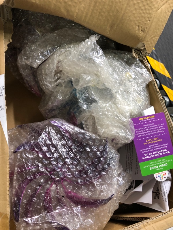 Photo 1 of Exhart Triple Lotus Flower Wind Spinners Garden Stake w/Solar Crackle Ball - Metallic Flower Spinners in Colorful Metal Design Spin w/Light Up Glass Ball - Yard Art Décor 23" L x 12" W x 75" H Triple Purple