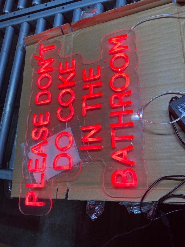 Photo 3 of Please Dont Do Coke in The Bathroom Neon Sign for Bathroom Decor LED Neon Light for Bathroom Wall Decor Man Cave Sign Wall Art for Bar Home Room Apartment Decoration Red Light Birthday Gift for Women