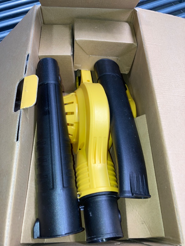 Photo 4 of Leaf Blower Cordless - 21V Electric Cordless Leaf Blower with 2 Batteries and Charger, 2 Speed Mode, 2.0Ah Lightweight Battery Powered Leaf Blowers for Lawn Care, Patio, Blowing Leaves Lemon Yellow