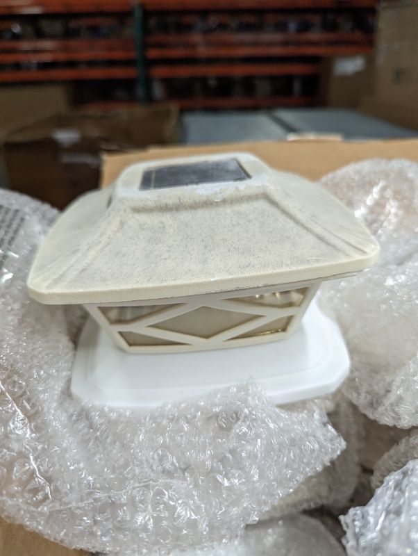 Photo 1 of Davinci Lighting Flexfit Solar Outdoor Post Cap Lights - Includes Bases for 4x4 5x5 6x6 Wooden Posts - Bright LED Light - Pearl White (12 Pack)
