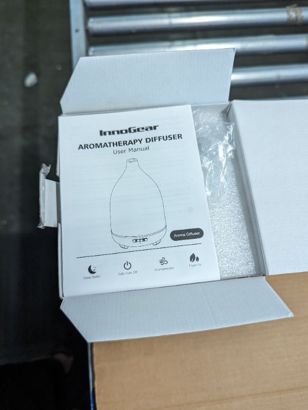 Photo 1 of InnoGear Handcrafted Aromatherapy Diffuser for Essential Oils Ultrasonic Cool Mist Humidifier with 2 Mist Modes Waterless Auto Off for Room Office, Ceramic White, 150ML