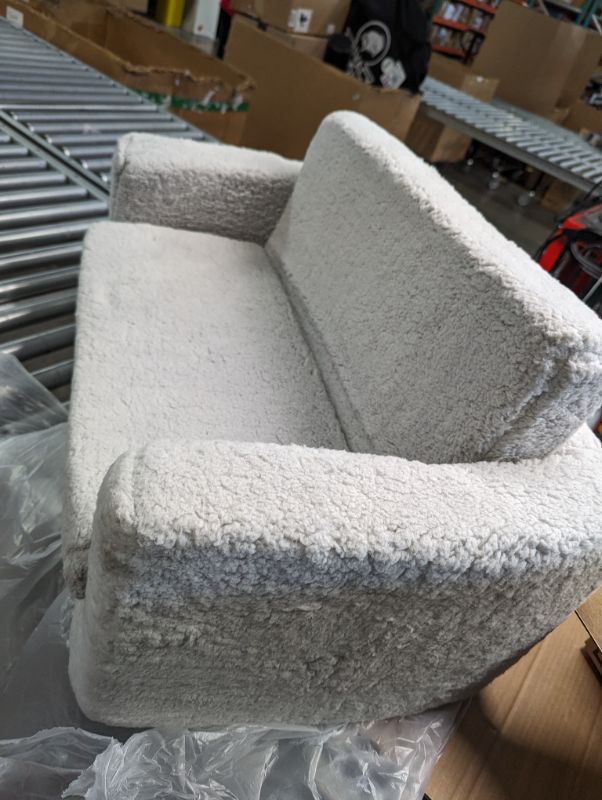 Photo 1 of Delta Children Cozee Flip-Out Sherpa 2-in-1 Convertible Sofa to Lounger for Kids, Grey