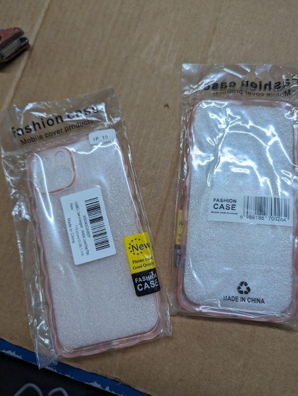 Photo 1 of Case Compatible with iPhone 15 6.1 Inches Clear Case Wave Frame Cute Design, Soft TPU Protective Cover(Clear Pink) iphone 15 clear pink pack of 2