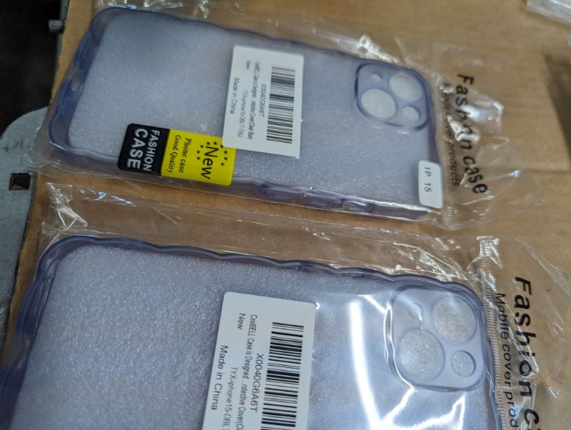 Photo 1 of Case Compatible with iPhone 15 6.1 Inches Clear Case Wave Frame Cute Design, Soft TPU Protective Cover(Clear Blue) iphone 15 clear blue pack of 2