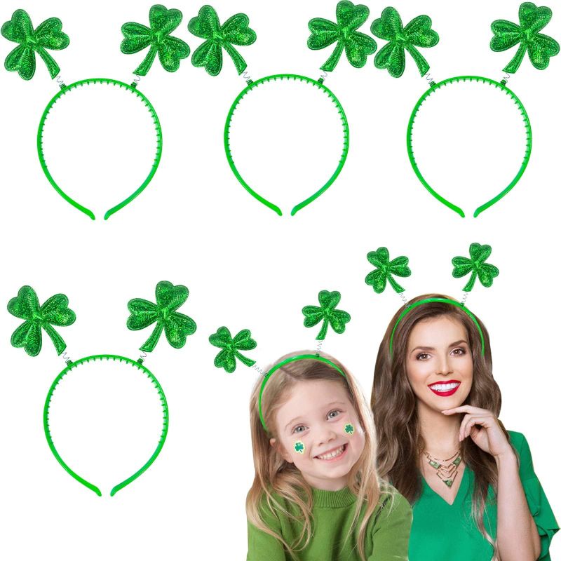 Photo 1 of Camlinbo 6 Pack St. Patrick's Day Shamrocks Headbands Accessories, Irish Green Boppers Headwear Hats for Women Men Kids St. Patrick's Day Clover Headband Costume Girls Party Favor Supplies Dressing-up pack of 2 