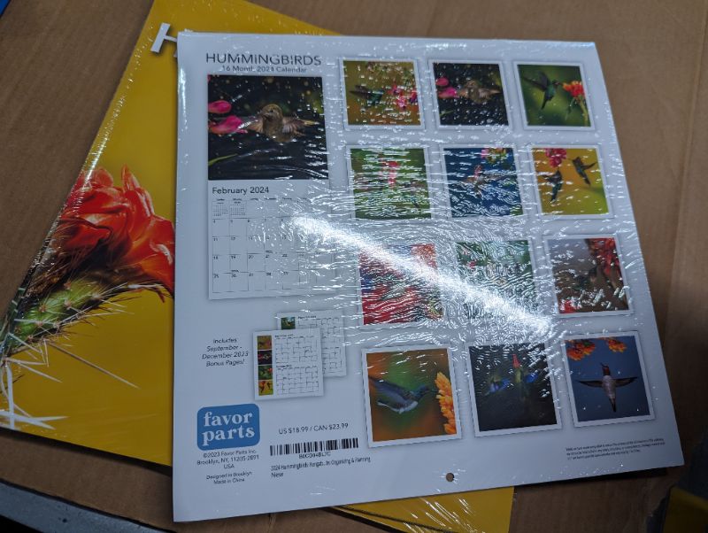 Photo 3 of 2024 Hummingbirds Hangable Wall Calendar Monthly - Beautiful Wildlife Bird Photo Gift - Birds Nature Photography - Gifting for Him Her- Sturdy 12" Large Full Page 16 Months Organizing & Planning pack of 4 