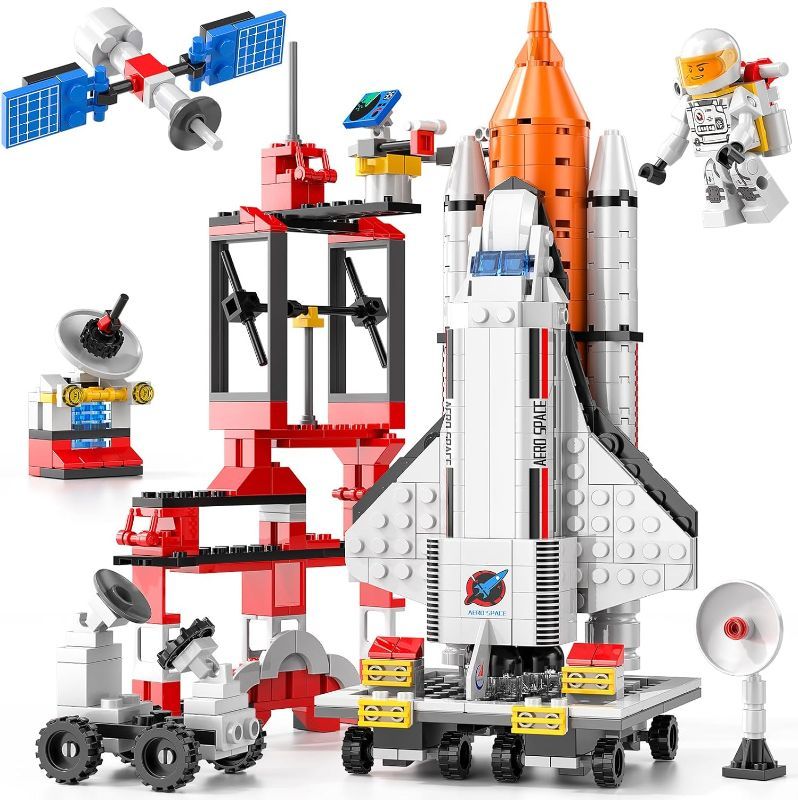 Photo 1 of 16 in 1 Space Rocket Launch Center Building Toy Set, STEM-Inspired Space Toy with Rocket, Launch Tower, Observatory, Control, Birthday Christmas Easter Gifts for 6 7 8 9 10 11 12 Year Old Boys 123-720