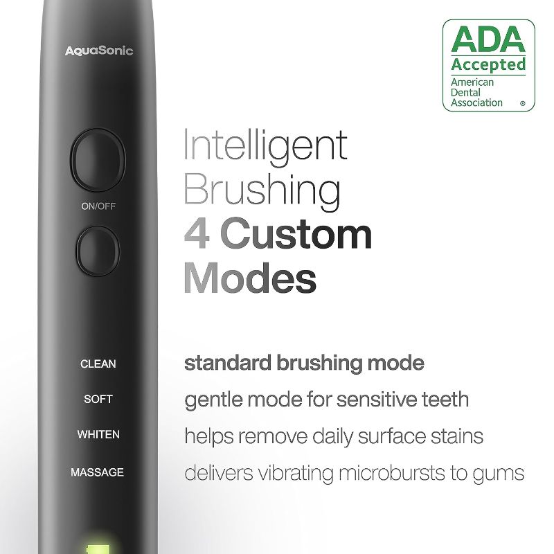 Photo 1 of Aquasonic Black Series Ultra Whitening Toothbrush – ADA Accepted Power Toothbrush - 8 Brush Heads & Travel Case – 40,000 VPM Electric Motor & Wireless Charging - 4 Modes w Smart Timer