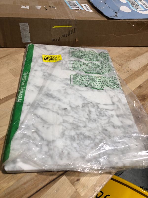 Photo 2 of Yew & Tulip Carrara White 16” x 10” Marble Board with Dense Marbling - Dough Pastry and Cutting Board with Non-Slip Rubber Feet (Gray White) 16x10 Gray White