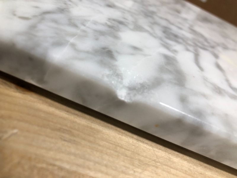 Photo 4 of Yew & Tulip Carrara White 16” x 10” Marble Board with Dense Marbling - Dough Pastry and Cutting Board with Non-Slip Rubber Feet (Gray White) 16x10 Gray White