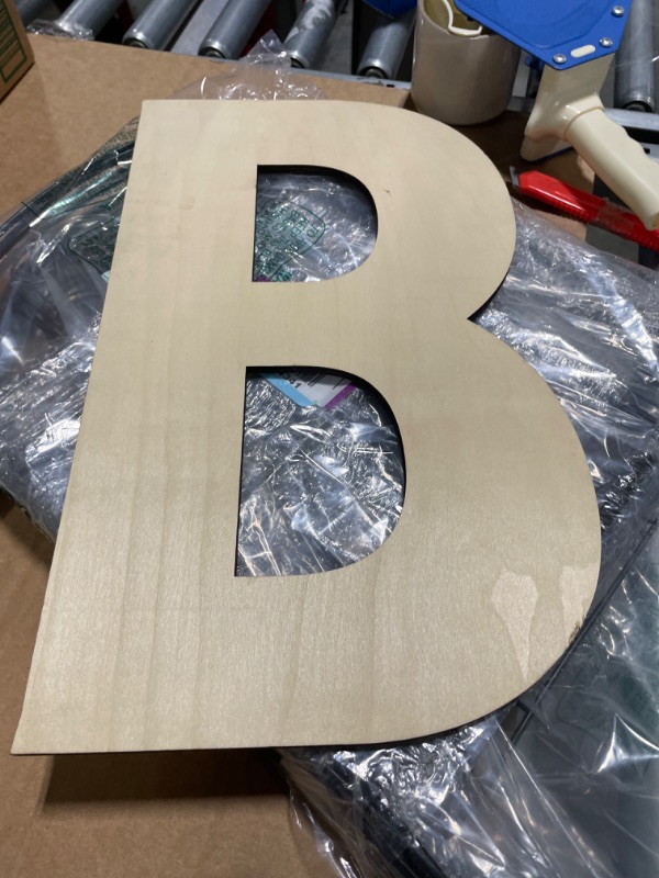 Photo 2 of 17 Inch Large Wooden Letter B, 1/4 in Thick Big Wood Letter for Wall Decor Crafts