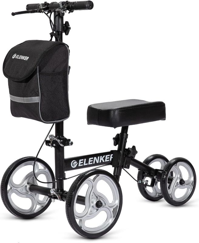 Photo 1 of ELENKER Steerable Knee Walker with 10" Front Wheels Deluxe Medical Scooter for Foot Injuries Compact Crutches Alternative Black