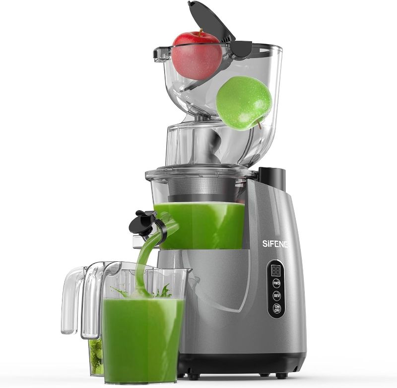 Photo 1 of 
Roll over image to zoom in






SiFENE Whole Fruit Cold Press Juicer Machine - Vertical Slow Masticating Juicer with Large 3.3in Feed Chute - Easy to Clean, Ideal for Whole Fruits & Vegetables, Gray