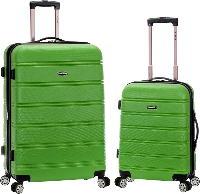 Photo 1 of ***LARGE SUITCASE DAMAGED//SMALL SUITCASE INTACT***  
Rockland Melbourne Hardside Expandable Spinner Wheel Luggage, Green, 2-Piece Set (20/28)