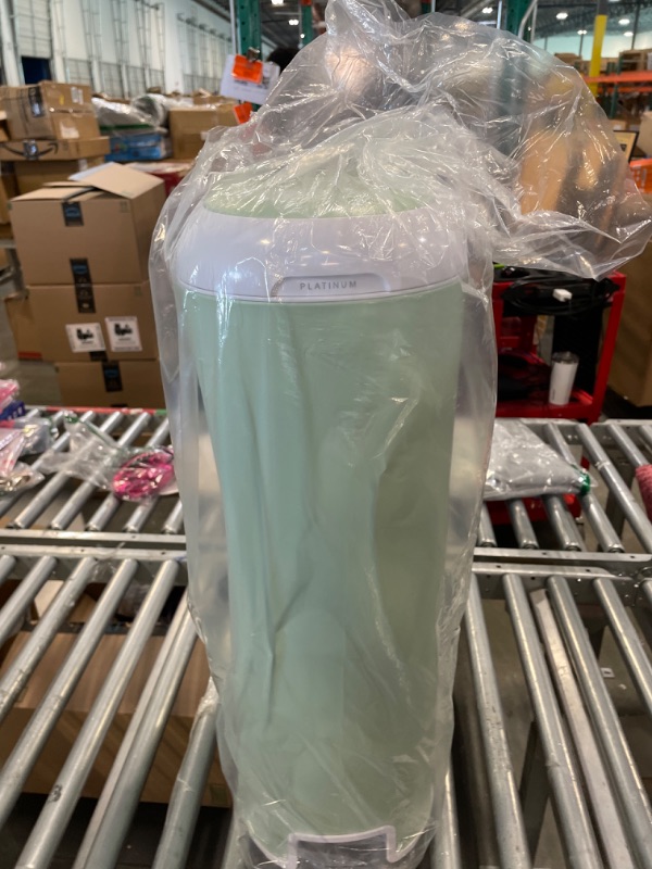 Photo 2 of Diaper Genie Platinum Pail (Sage Green) is Made in Durable Stainless Steel and Includes 1 Easy Roll Refill with 18 Bags That can Last up to 5 Months.