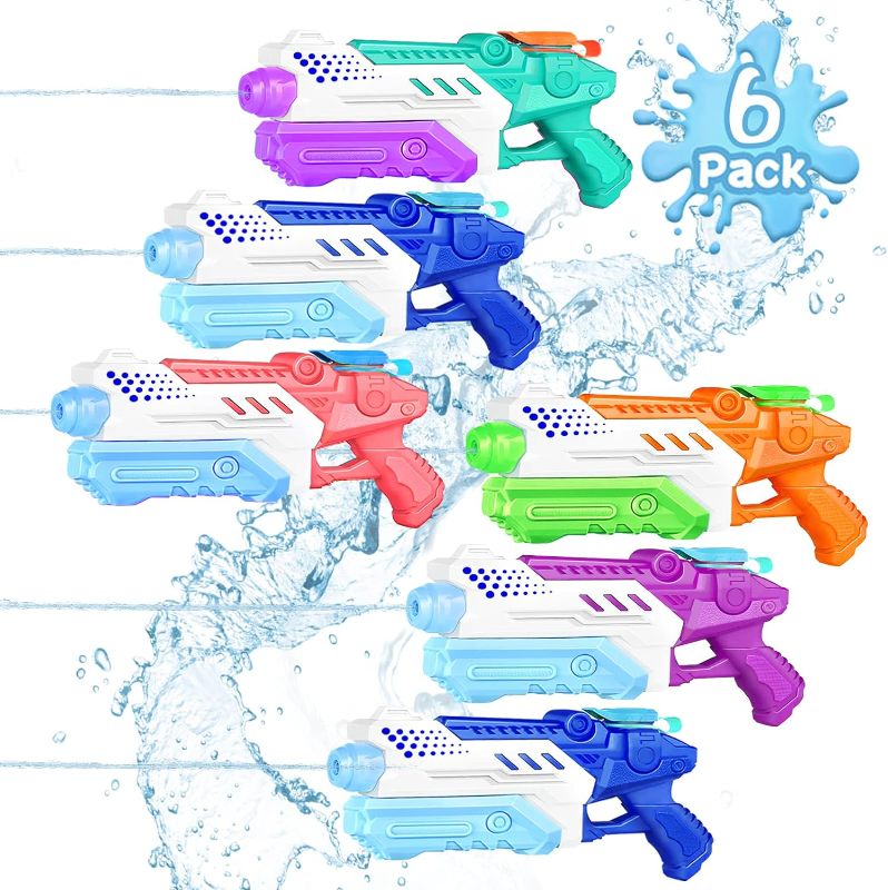 Photo 1 of 6 Pack Squirt Guns for Kids Adults Boy Girl, Super Water Guns Soaker with High Capacity 30FT Long Shooting Range for Summer Swimming Pool Beach Outdoor Water Fighting Play Toys Party Favors