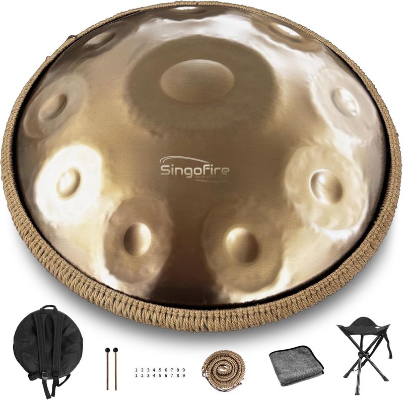 Photo 1 of 
"SINGOFIRE" Handpan Drum, Handpan Drums for Adults, 22-Inch 10-Notes 440Hz D Minor Kurd Handpan, HandPan Instrument with Soft Handpan Bag, 2 Handpan...