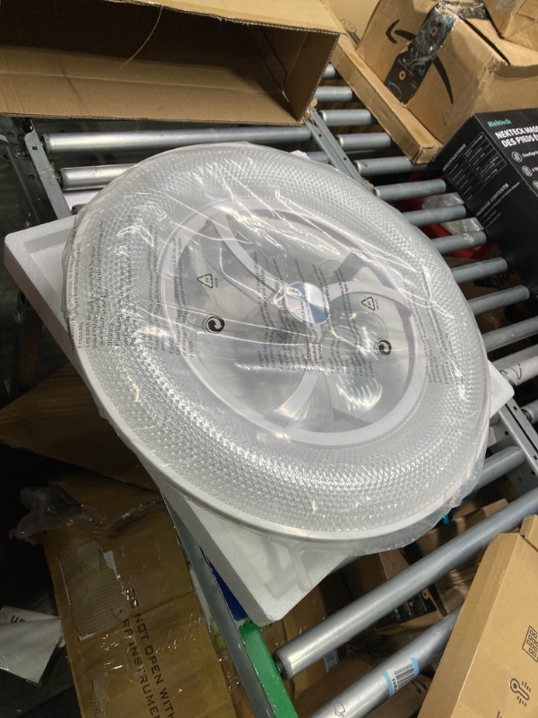 Photo 1 of RGB Bladeless Ceiling Fan with Lights, 22" Crystal Lampshade Low Profile Ceiling Fan with and Remote/APP Control, Modern Enclosed Flush Mount Ceiling Fan Reversible 6 Speeds 22 Inch RGB light, Smart Crystal lampshade | White