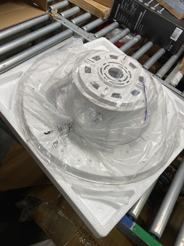 Photo 1 of RGB Bladeless Ceiling Fan with Lights, 22" Crystal Lampshade Low Profile Ceiling Fan with and Remote/APP Control, Modern Enclosed Flush Mount Ceiling Fan Reversible 6 Speeds 22 Inch RGB light, Smart Crystal lampshade | White